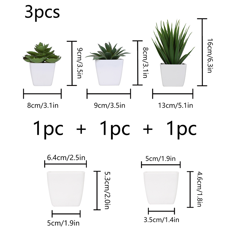3PCS Artificial Evergreen Plan - đánh giá và giá Succulent Set
